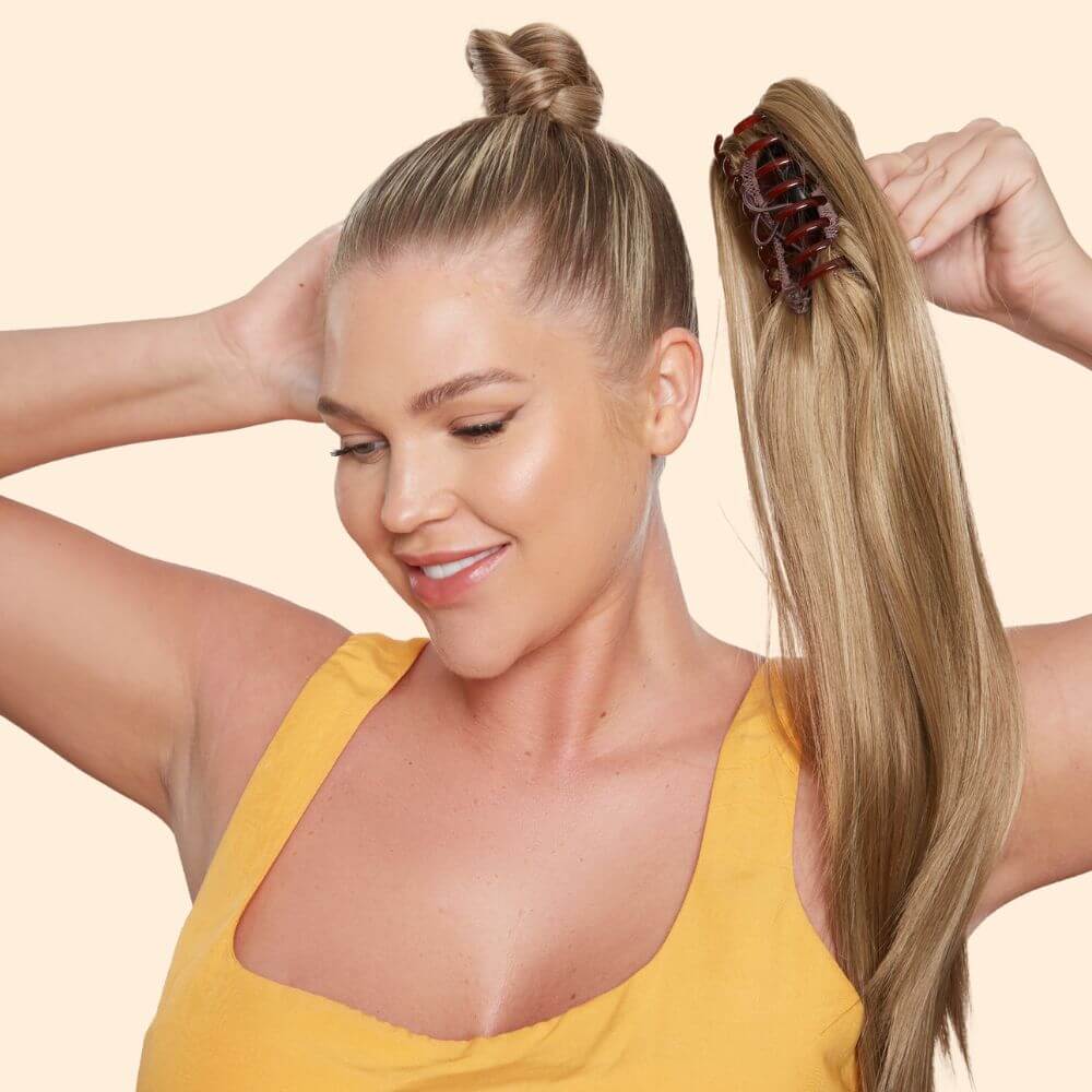 Ponytail extension outlet clip on