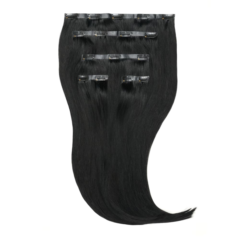 14 Inch Seamless Clip In 95 gram hair extensions in jet black colour