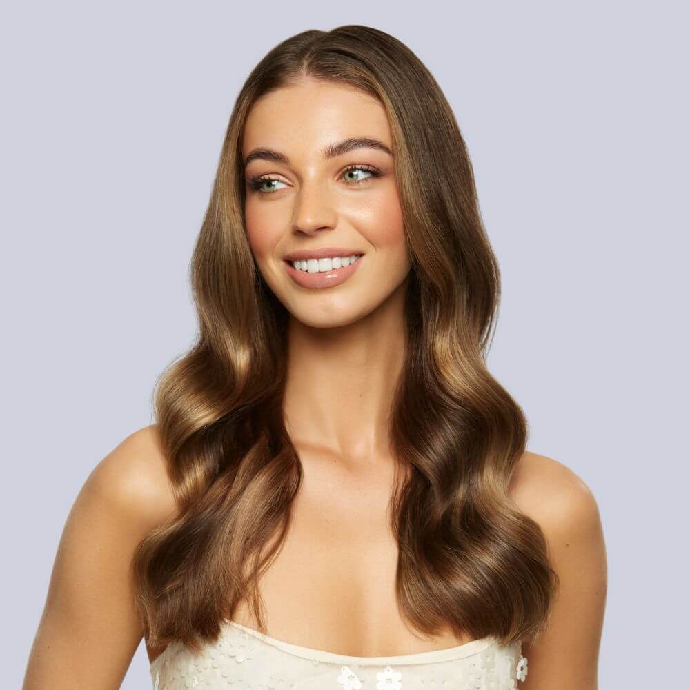 Stranded 16" Lace Clip-in Human Hair Extension (140g) #8/10 Baby Bronde