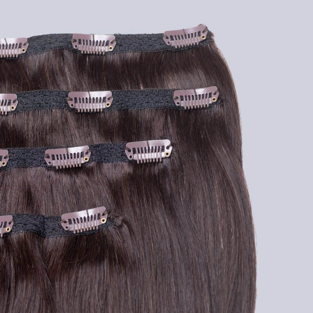 Stranded 16" Lace Clip-in Human Hair Extension (140g) #112 Ash Moon