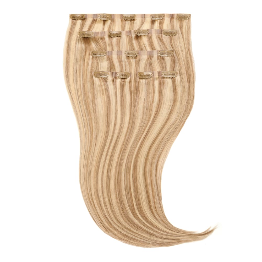 18 Inch Seamless Clip In 105 gram hair extensions in highlighted blonde colour