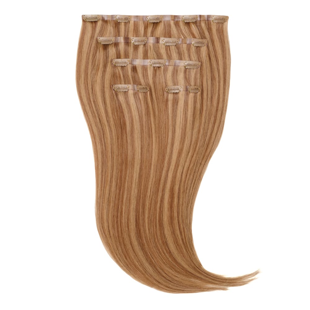 18 Inch Seamless Clip In 105 gram hair extensions in honey blonde colour