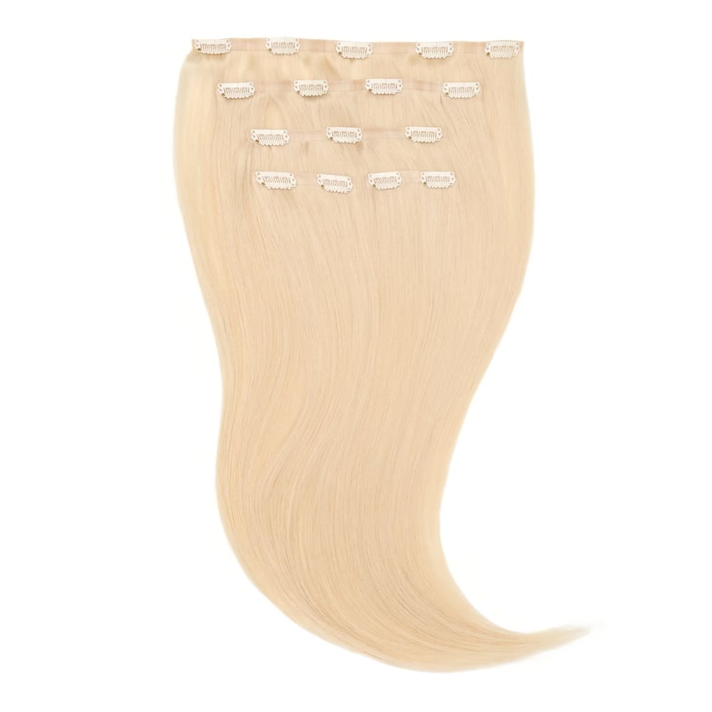 18 Inch Seamless Clip In 105 gram hair extensions in platinum blonde colour