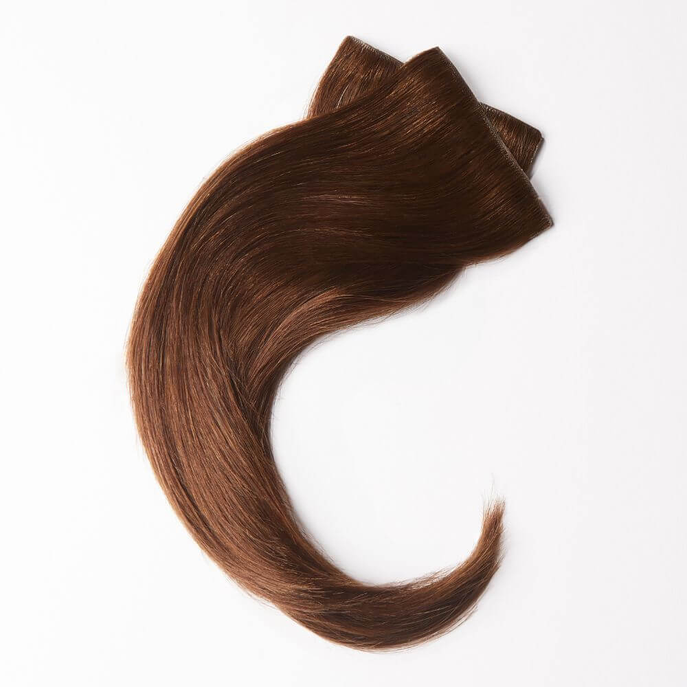12 Inch Human Hairline Fillers - two lightweight sections for temples in medium brown colour