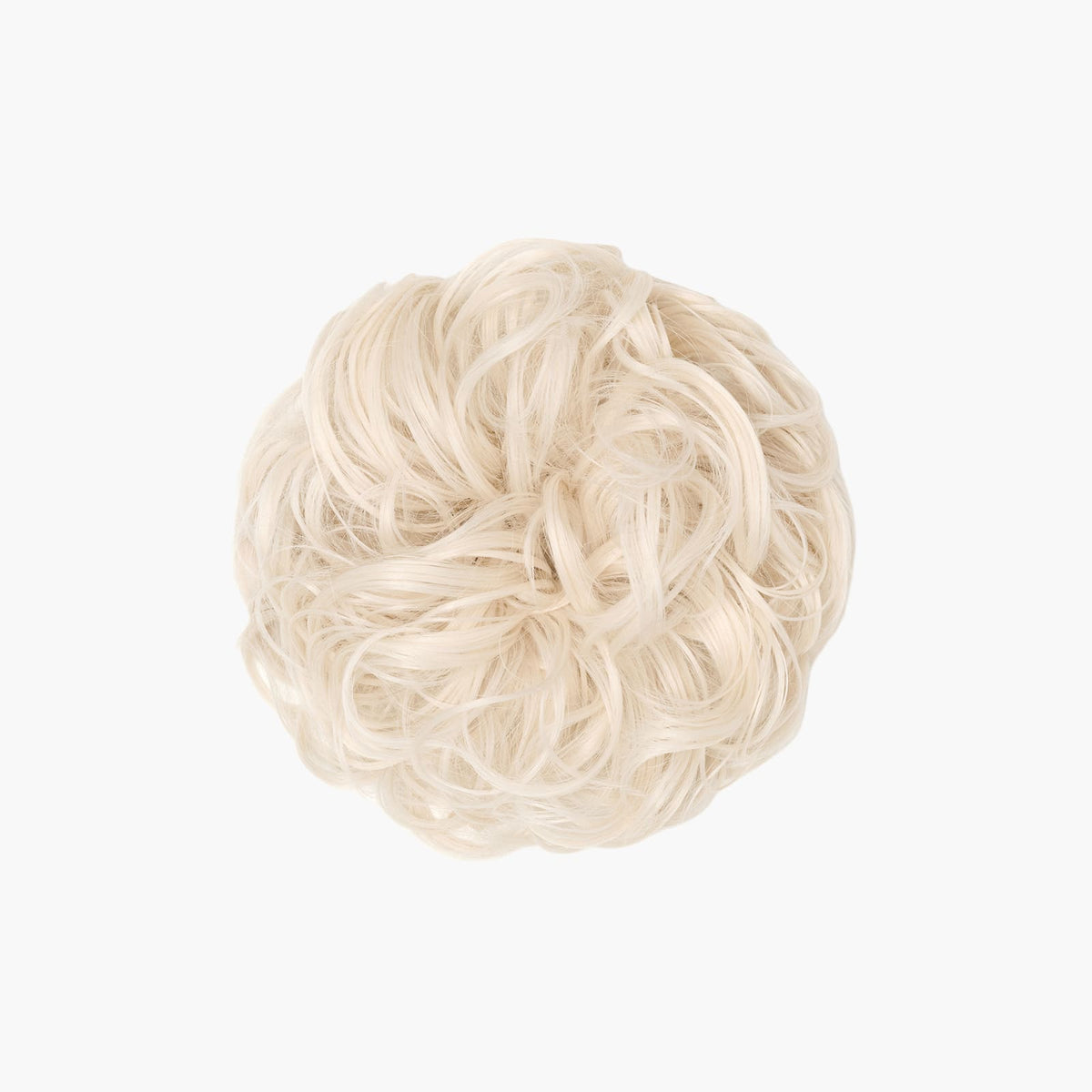 Stranded Curly Hair Messy Bun Scrunchie in White Lily (#600)