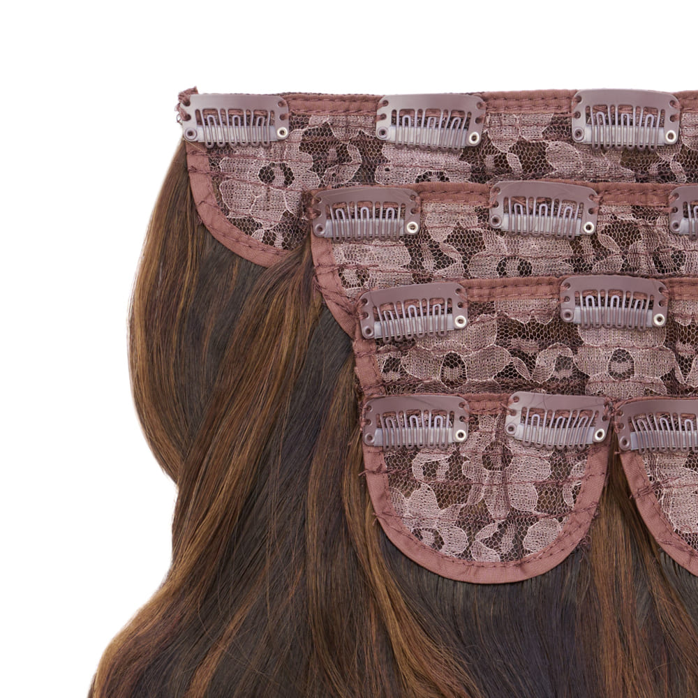 22 Inch Five Piece Synthetic Clip-in Extensions - Colour Highlighted Brown