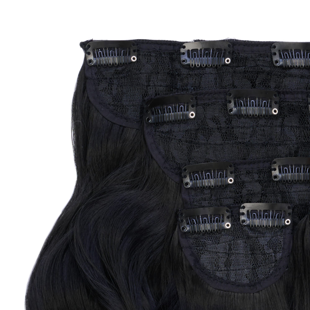 22 Inch Five Piece Synthetic Clip-in Extensions - Colour Jet Black