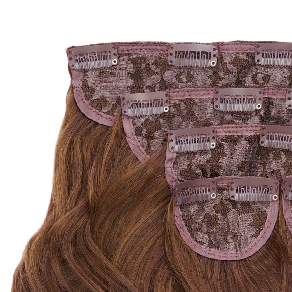 22 Inch Five Piece Synthetic Clip-in Extensions - Colour Caramel Brown