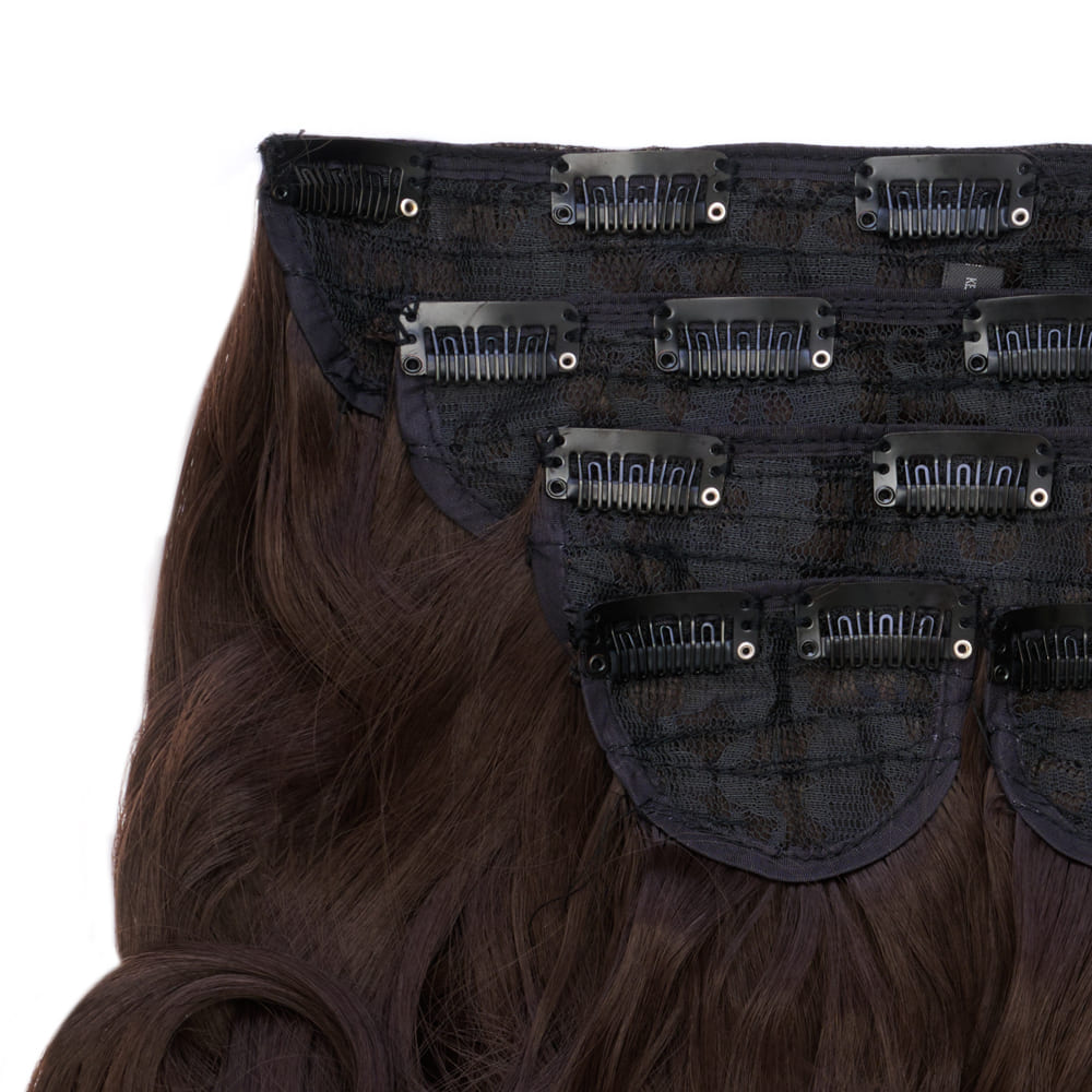 22 Inch Five Piece Synthetic Clip-in Extensions - Colour Chocolate Brown