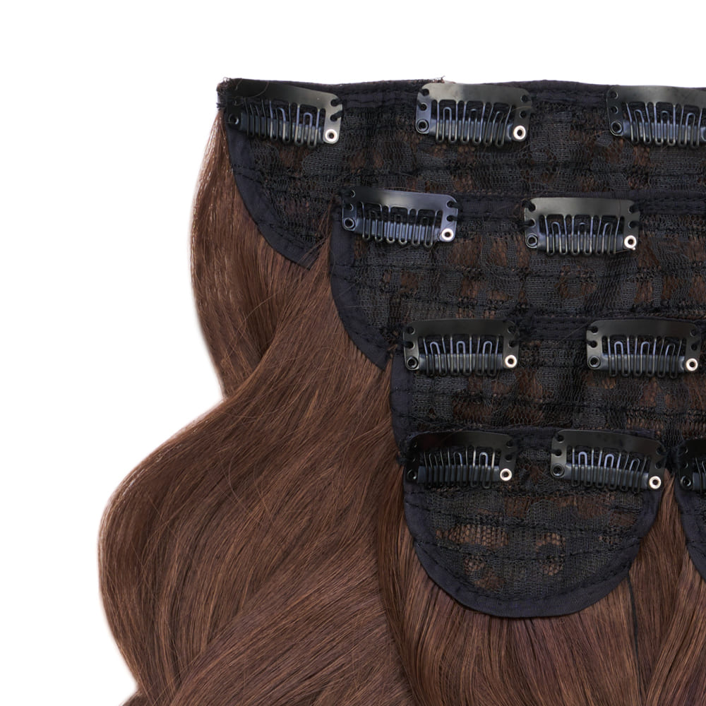 22 Inch Five Piece Synthetic Clip-in Extensions - Colour Medium Brown
