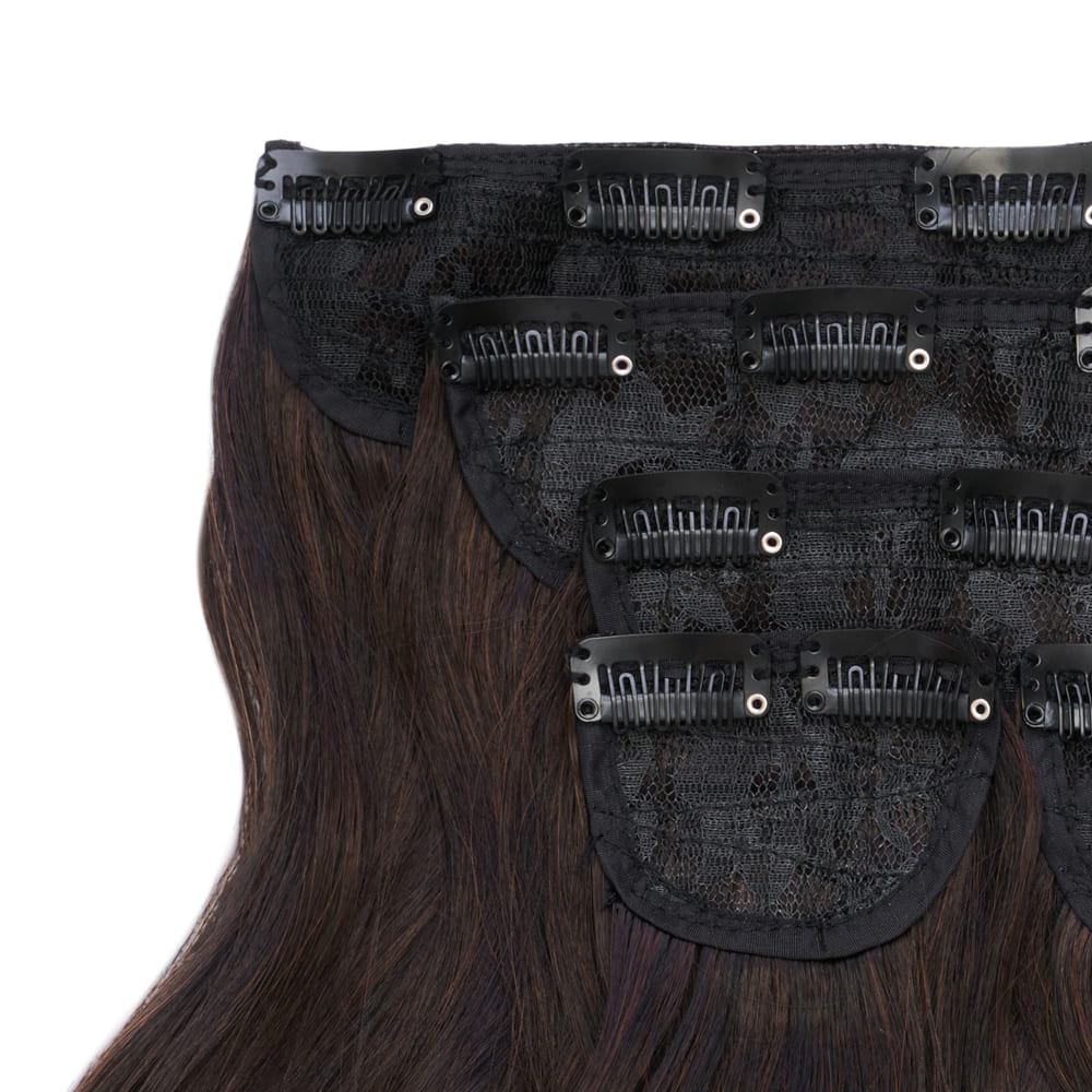 22 Inch Five Piece Synthetic Clip-in Extensions - Colour Dark Brown