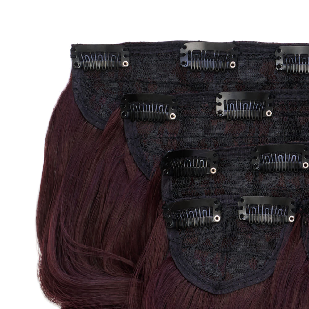 22 Inch Five Piece Synthetic Clip-in Extensions - Colour Plum