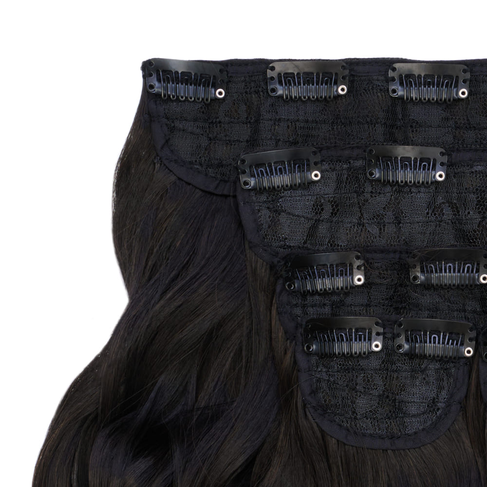 22 Inch Five Piece Synthetic Clip-in Extensions - Colour Off Black