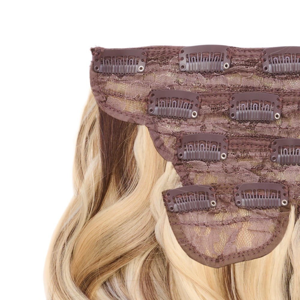 22 Inch Five Piece Synthetic Clip-in Extensions - Colour Mixed Blonde and Brunette
