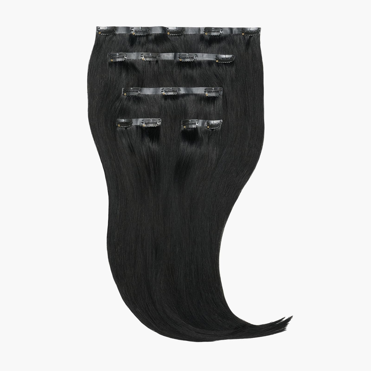 Stranded 14" Seamless Clip-in Human Hair Extension (95g) - Colour #1 Black Magic