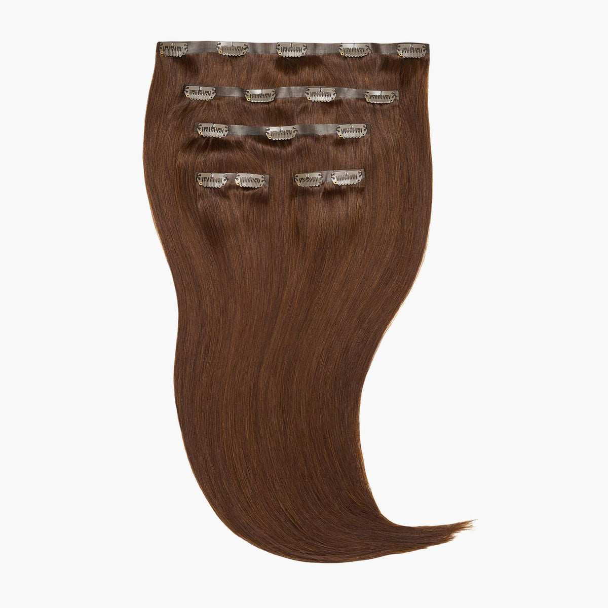 Stranded 14" Seamless Clip-in Human Hair Extension (95g) - Colour #4 Chocolate Dahlia