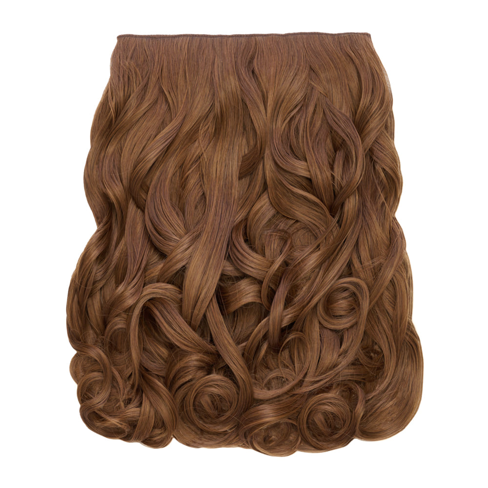Stranded 16 Inch One Piece Curly Clip-in Hair Extension - Colour Caramel Brown