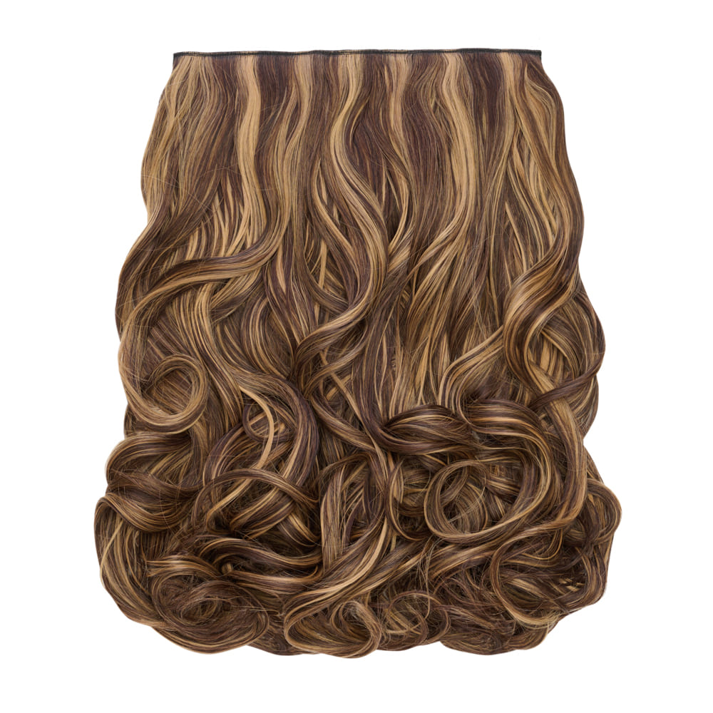 Stranded 16 Inch One Piece Curly Clip-in Hair Extension - Colour Brown and Blonde