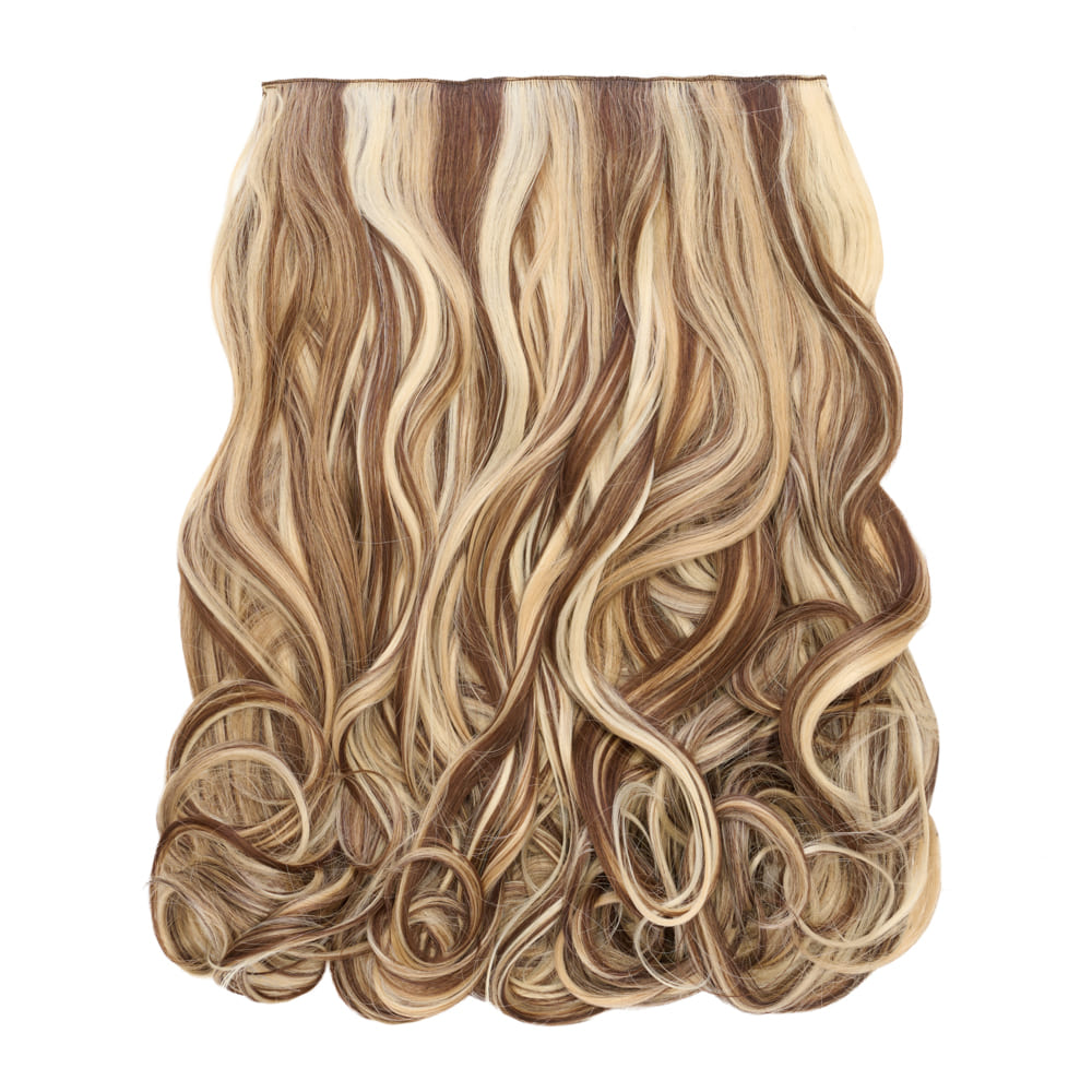 Stranded 16 Inch One Piece Curly Clip-in Hair Extension - Colour Mixed Blonde and Brunette