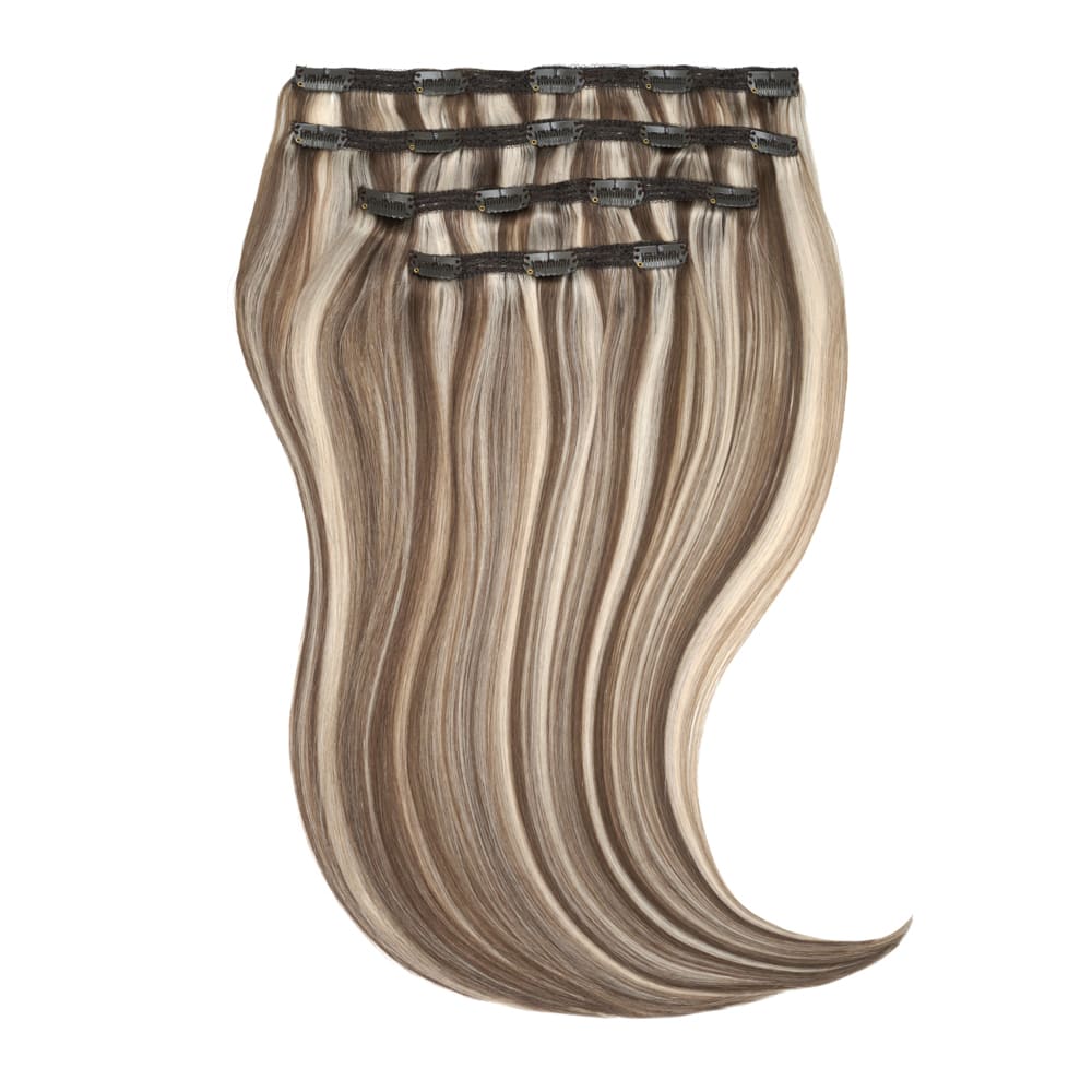 Stranded 16 Inch Four Piece 100% Human Hair Clip-in Extensions - Colour Silver Blonde