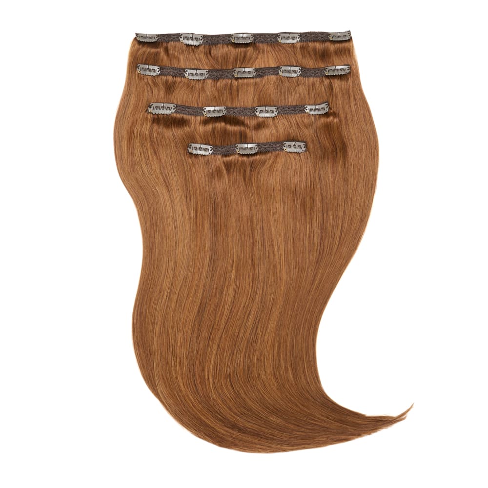 Stranded 16 Inch Four Piece 100% Human Hair Clip-in Extensions - Colour Caramel Brown