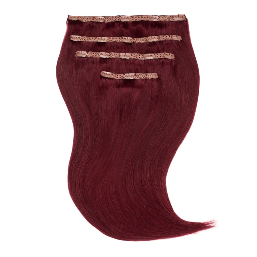 Stranded 16 Inch Four Piece 100% Human Hair Clip-in Extensions - Colour Red