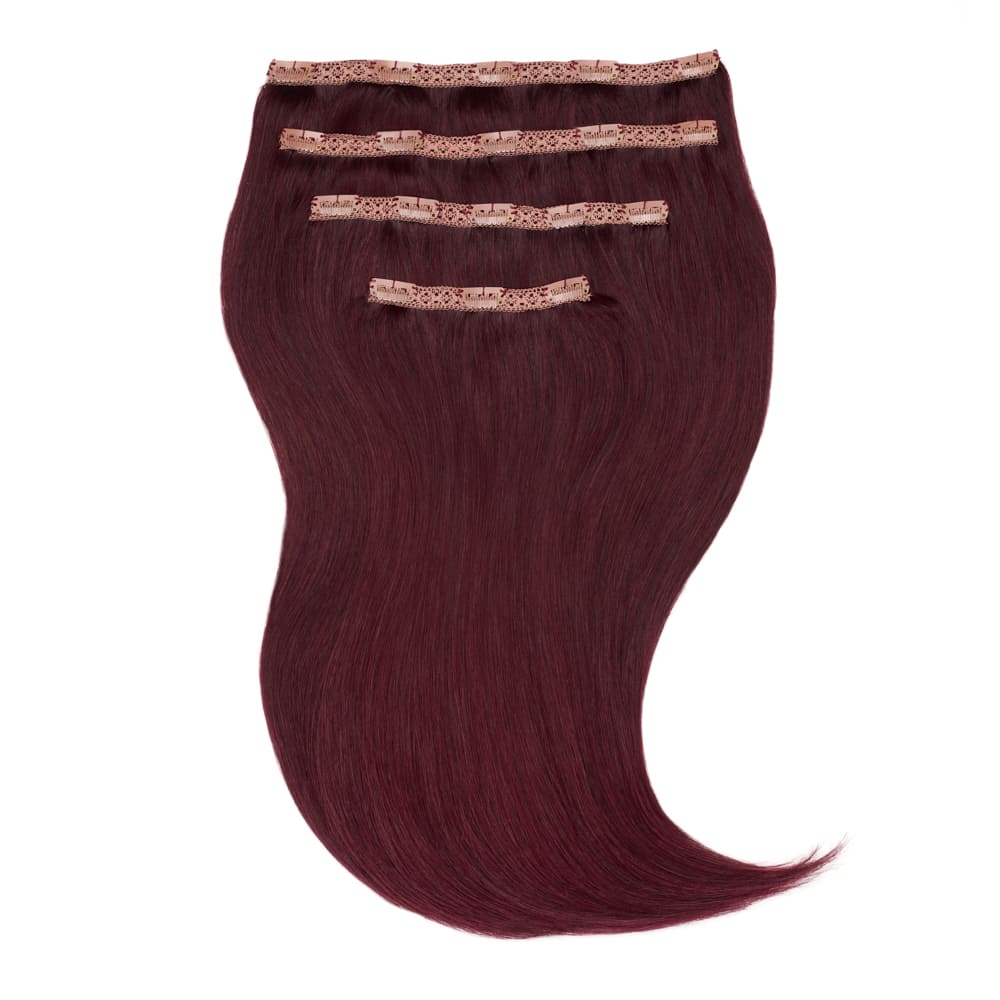 Stranded 16 Inch Four Piece 100% Human Hair Clip-in Extensions - Colour Plum