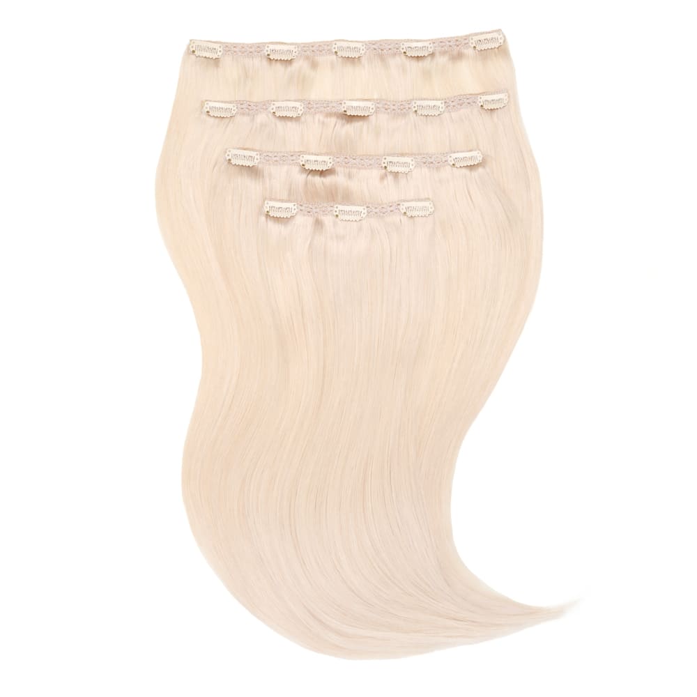 Stranded 16 Inch Four Piece 100% Human Hair Clip-in Extensions - Colour White Blonde
