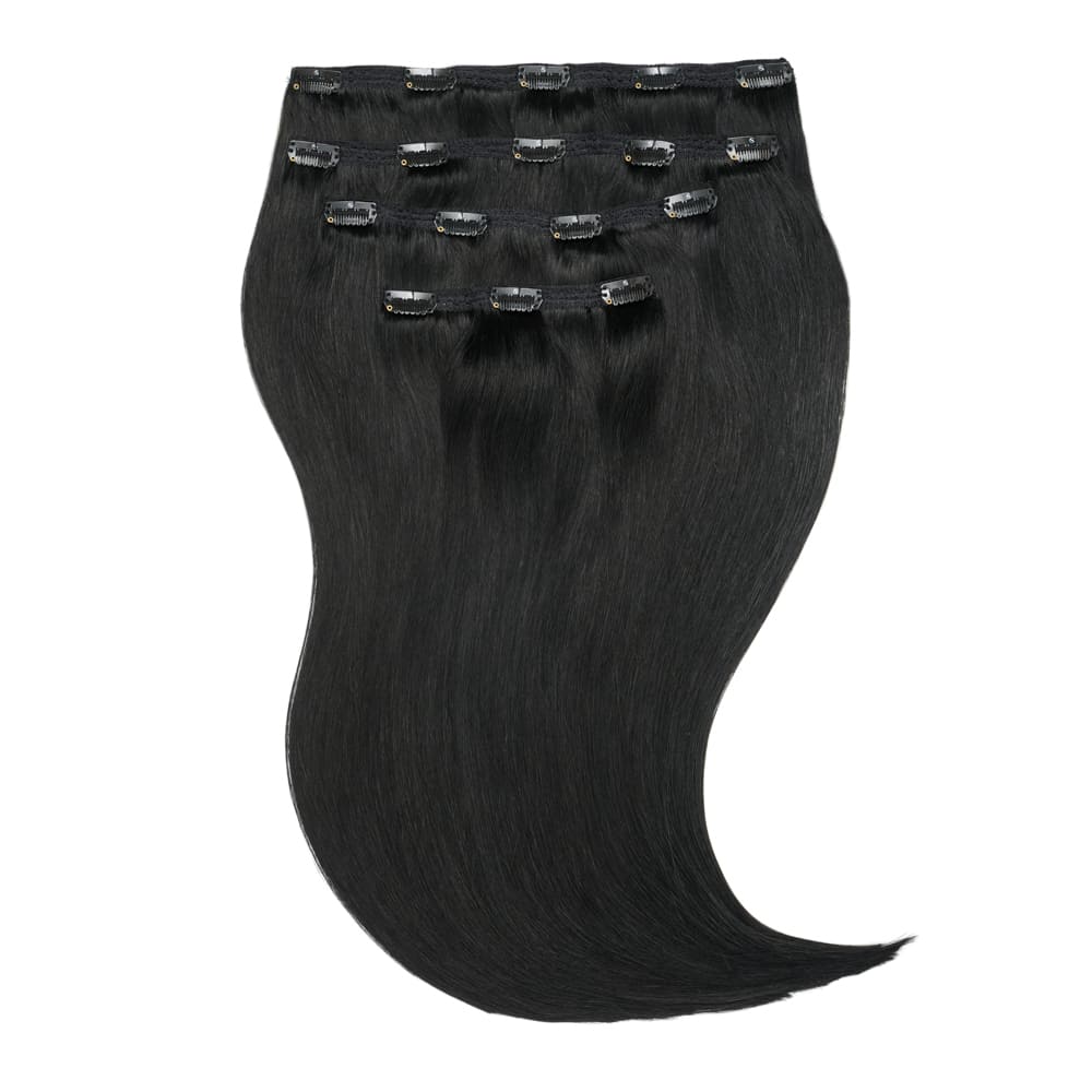 Stranded 20 Inch Four Piece 100% Human Hair Clip-in Extensions - Colour Jet Black