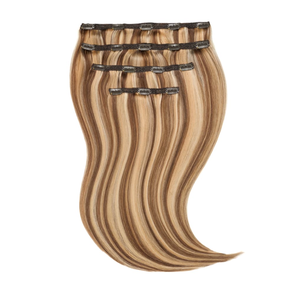 Stranded 20 Inch Four Piece 100% Human Hair Clip-in Extensions - Colour Mixed Blonde and Brunette