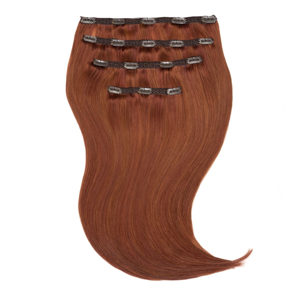 Stranded 20 Inch Four Piece 100% Human Hair Clip-in Extensions - Colour Auburn