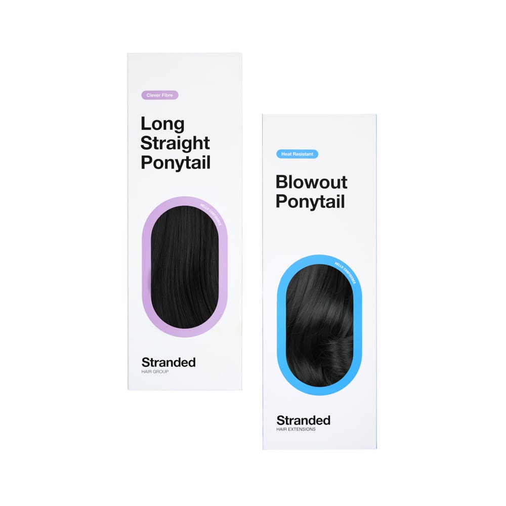 Stranded Long Pony Duo - Straight & Blowout - Colour #1 Black Magic