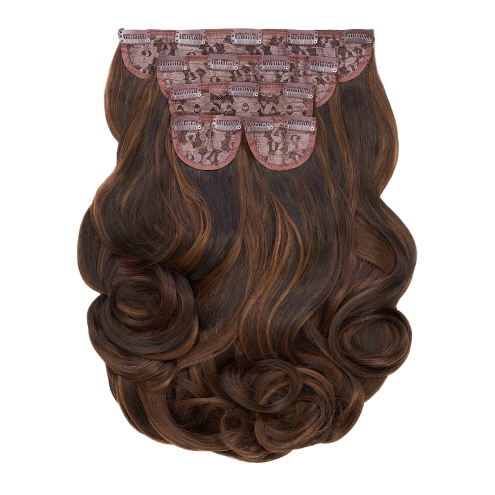 22 Inch Instant Bouncy Blow Clip-in Extensions. Mega Thick 250 grams - Colour Highlighted Brown