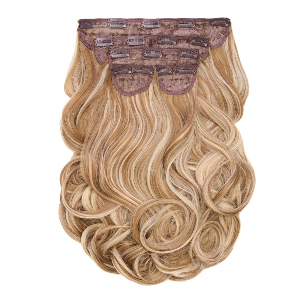 22 Inch Instant Bouncy Blow Clip-in Extensions. Mega Thick 250 grams - Colour Highlighted Blonde