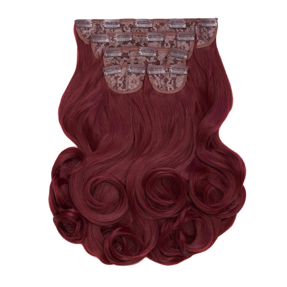 22 Inch Instant Bouncy Blow Clip-in Extensions. Mega Thick 250 grams - Colour Red