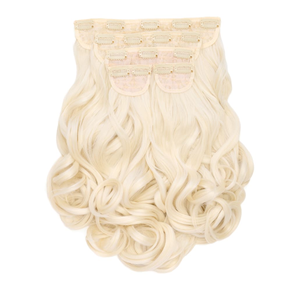 22 Inch Instant Bouncy Blow Clip-in Extensions. Mega Thick 250 grams - Colour Platinum Blonde