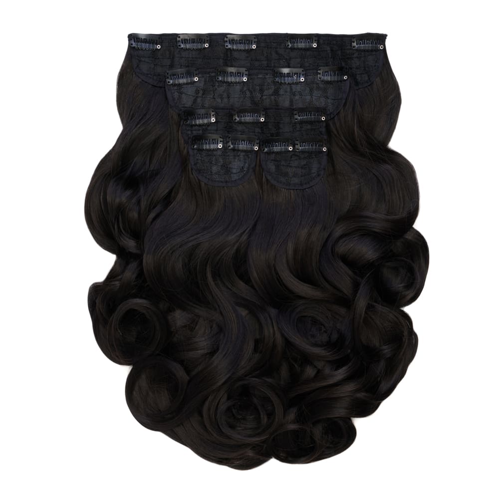 22 Inch Instant Bouncy Blow Clip-in Extensions. Mega Thick 250 grams - Colour Off Black
