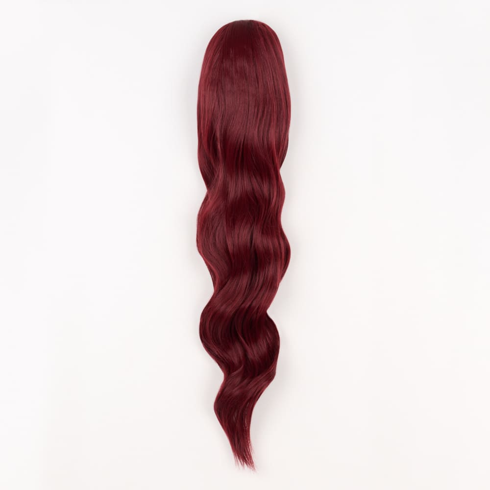 24 Inch Long Clip-in Ponytail Extension on a claw clip attachment in colour Red