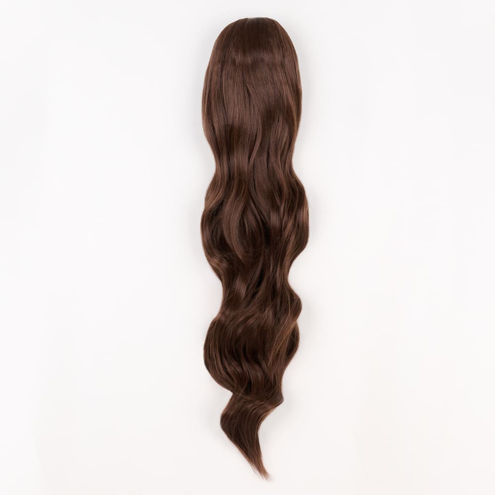 24 Inch Long Clip-in Ponytail Extension on a claw clip attachment in colour Medium Brown