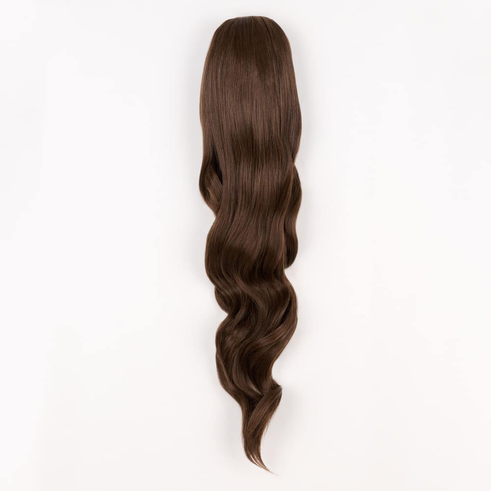 24 Inch Long Clip-in Ponytail Extension on a claw clip attachment in colour Light Brown
