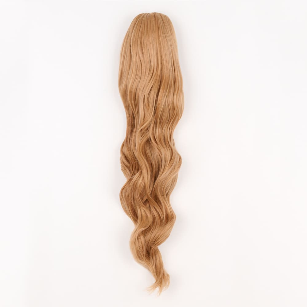 24 Inch Long Clip-in Ponytail Extension on a claw clip attachment in colour Ginger
