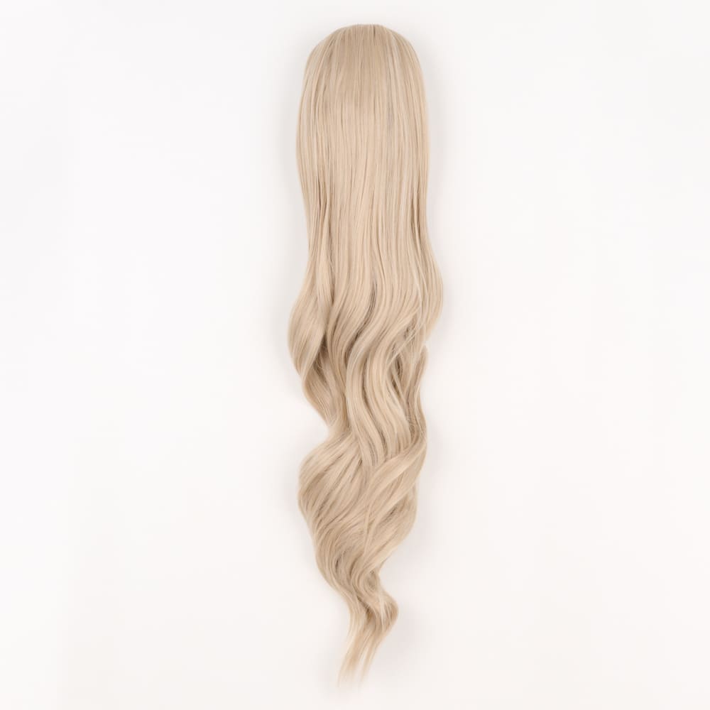 24 Inch Long Clip-in Ponytail Extension on a claw clip attachment in colour Light Ash Blonde