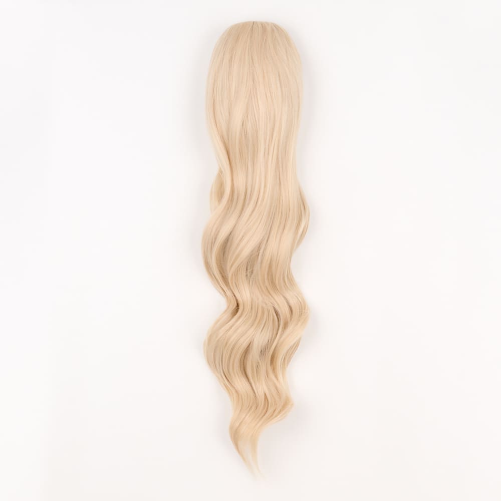 24 Inch Long Clip-in Ponytail Extension on a claw clip attachment in colour Swedish Blonde