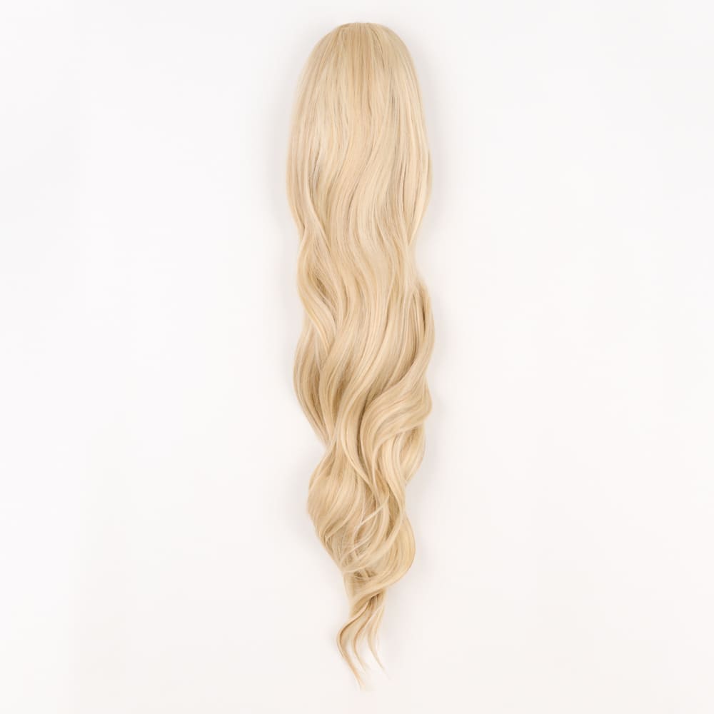 24 Inch Long Clip-in Ponytail Extension on a claw clip attachment in colour UK Blonde