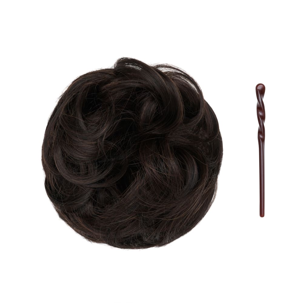 Stranded Easy Updo Mini Messy Scrunchie Bun in colour Dark Brown
