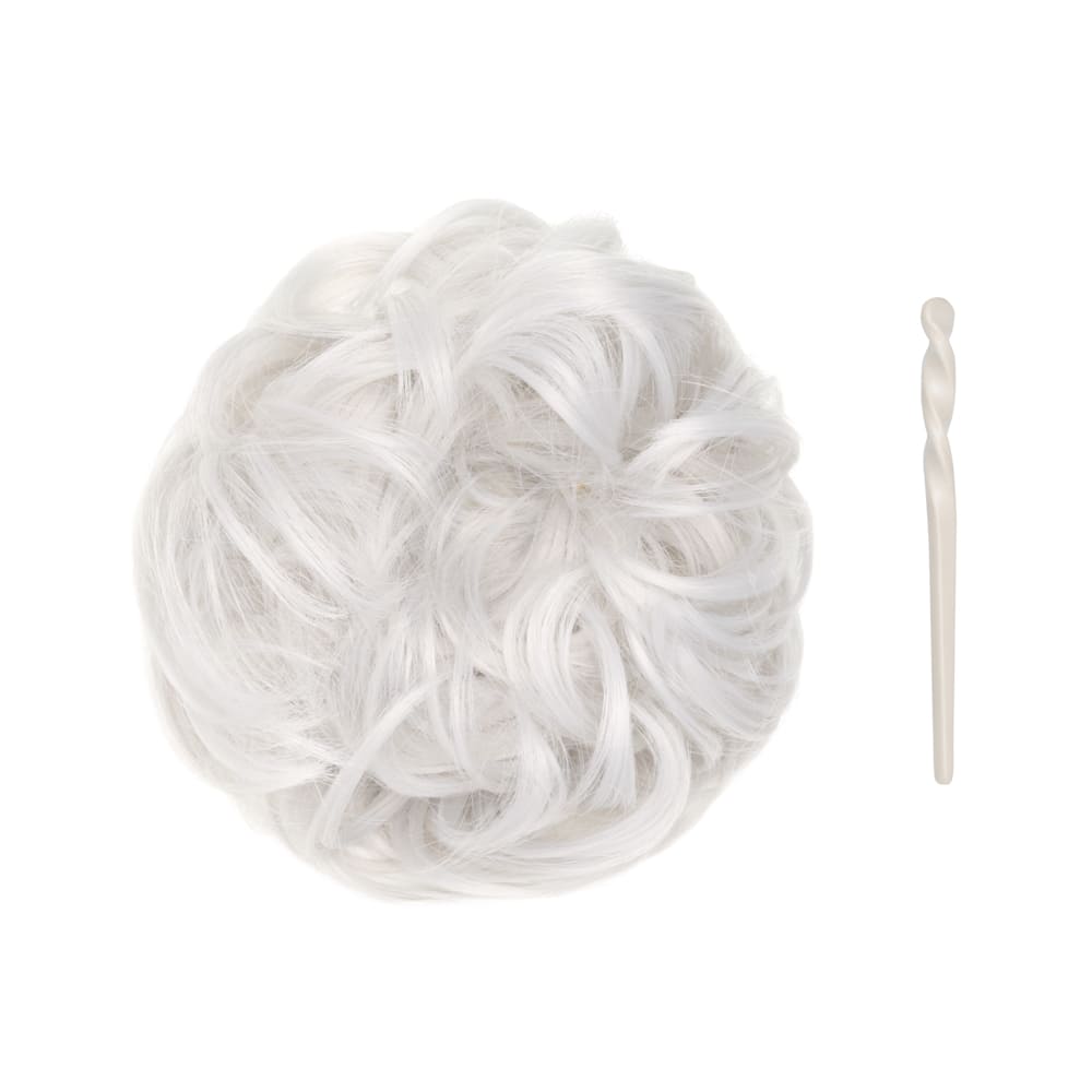 Stranded Easy Updo Mini Messy Scrunchie Bun in colour White