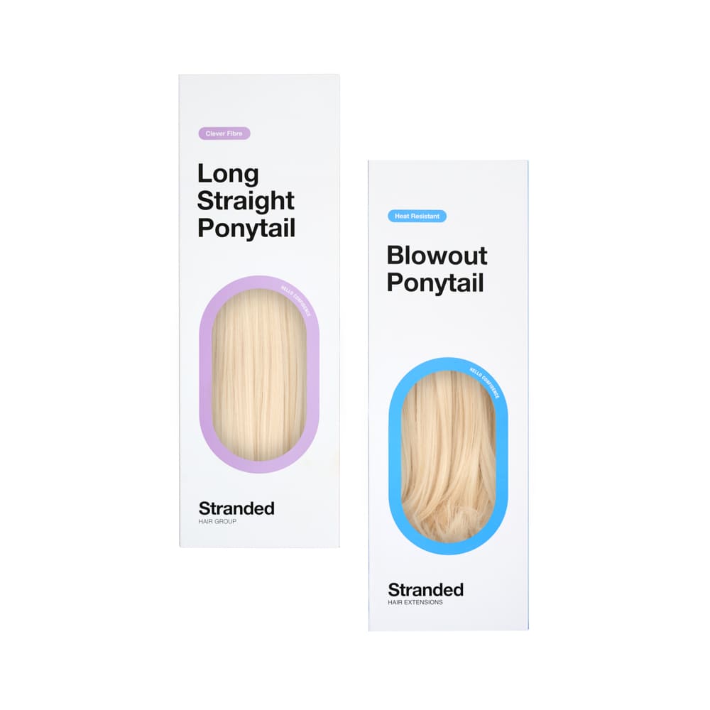 Stranded Long Pony Duo - Straight & Blowout - Colour #1001 Polar Star
