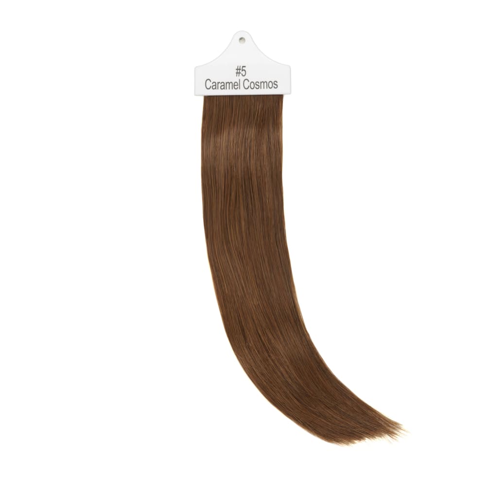 Stranded Hair Extension Sample for matching colour Caramel Brown