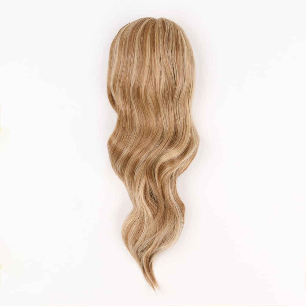 16 Inch Medium Length Clip-in Ponytail Extension on a claw clip attachment in colour Highlighted Blonde