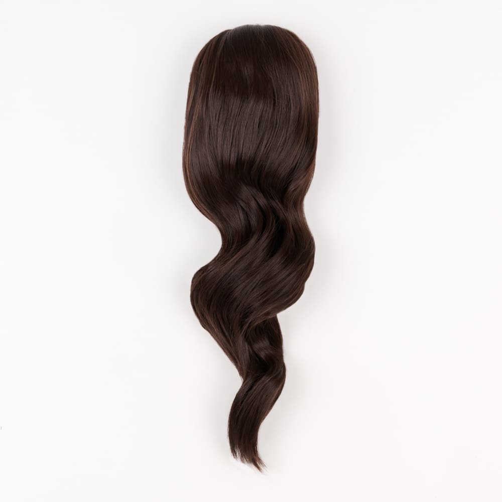 16 Inch Medium Length Clip-in Ponytail Extension on a claw clip attachment in colour Chocolate Brown